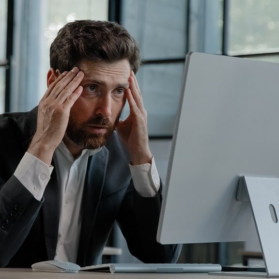 Businessman having a brand reputation crisis